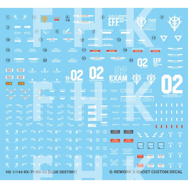 G-Rework CD-H208 Premium Decal for HG Rx-79 Bd-02 Blue Destiny